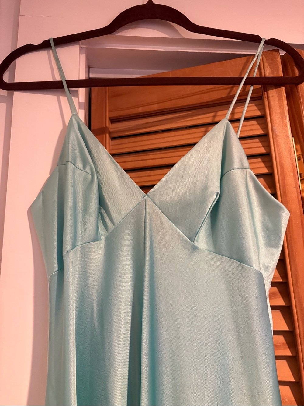 Vintage Teal Slip Dress Nightgown Maxi Nylon Boho Lingerie Coquette Boudoir